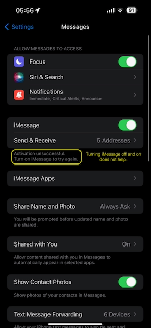 Messages settings